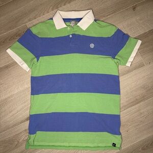 Nike Sportswear Pinwheel Logo Striped Rugby Polo Shirt Cotton Sz M